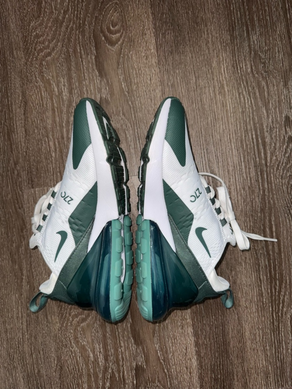 Nike Air Max White and Dark Green Athletic Shoes
